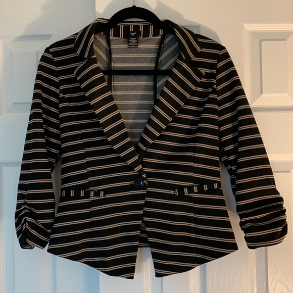 Rue21 Jackets & Coats Stoosh Stylish Black With Tan Stripe Blazer